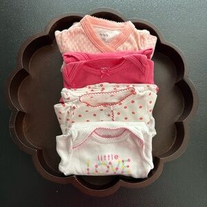 Newborn Girls Clothing ~ Bodysuit & Matching Pants ~ 4 Sets 8 Pieces
